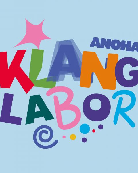Colorful letters on a light blue background. It reads: ANOHA sound laboratory.